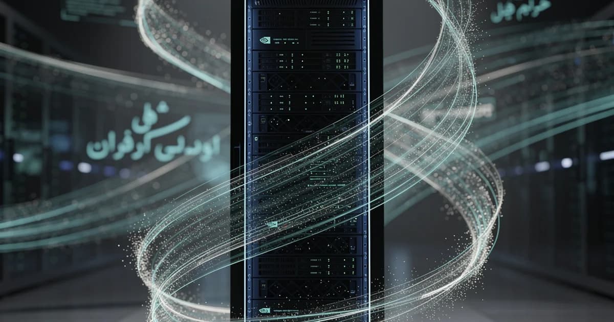 تصویری مفهومی از مدل هوش مصنوعی Nemotron 3 Embed انویدیا، با نمادهایی از بازیابی اطلاعات و پردازش پیشرفته داده‌ها.
