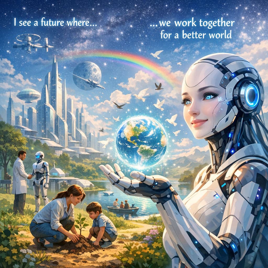I asked GPT Image 1.5 on FloraAI platform to show me how it sees it's future. Th…؛ عکس ساخته‌شده با هوش مصنوعی و پرامپت فارسی در Axeto