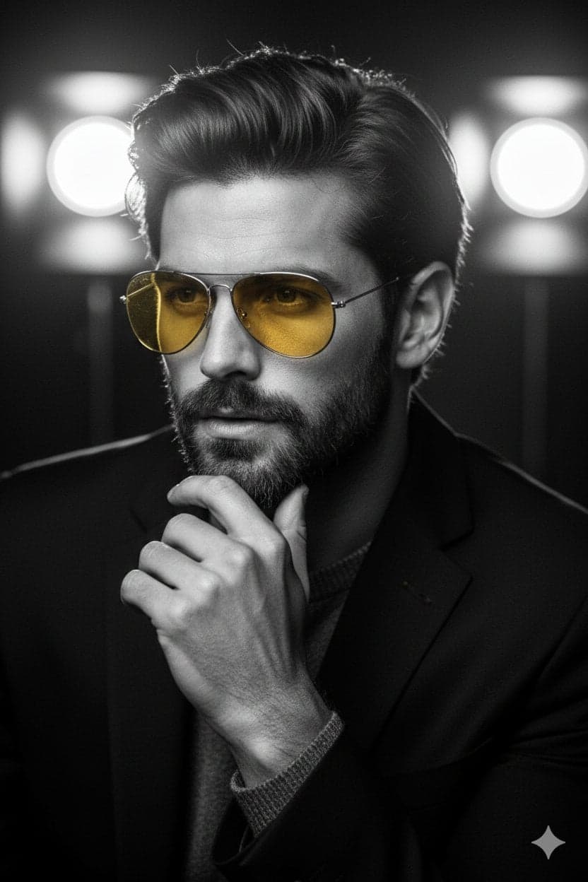 Objective: Create a dramatic black-and-white cinematic portrait with a classic f…؛ عکس ساخته‌شده با هوش مصنوعی و پرامپت فارسی در Axeto
