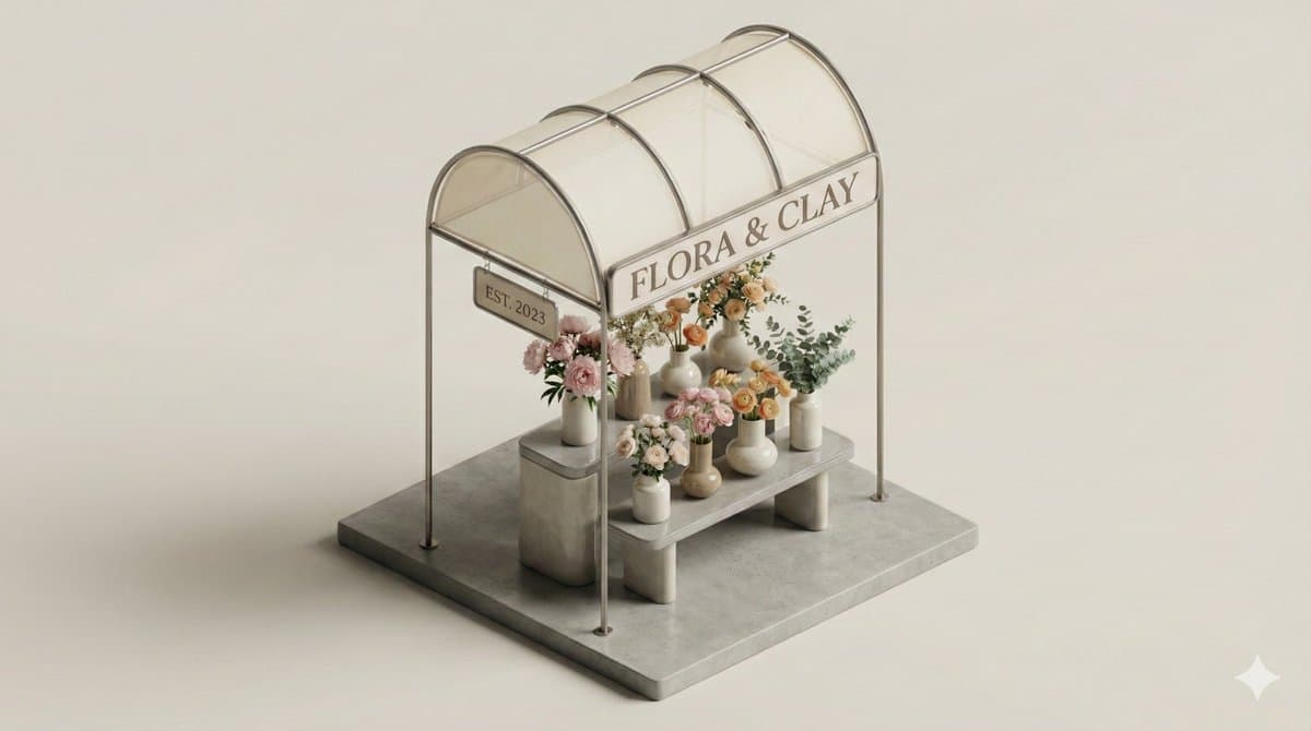 A clean, minimal 3D isometric diorama of a [URBAN RETAIL TYPE], featuring a [MAI…؛ عکس ساخته‌شده با هوش مصنوعی و پرامپت فارسی در Axeto