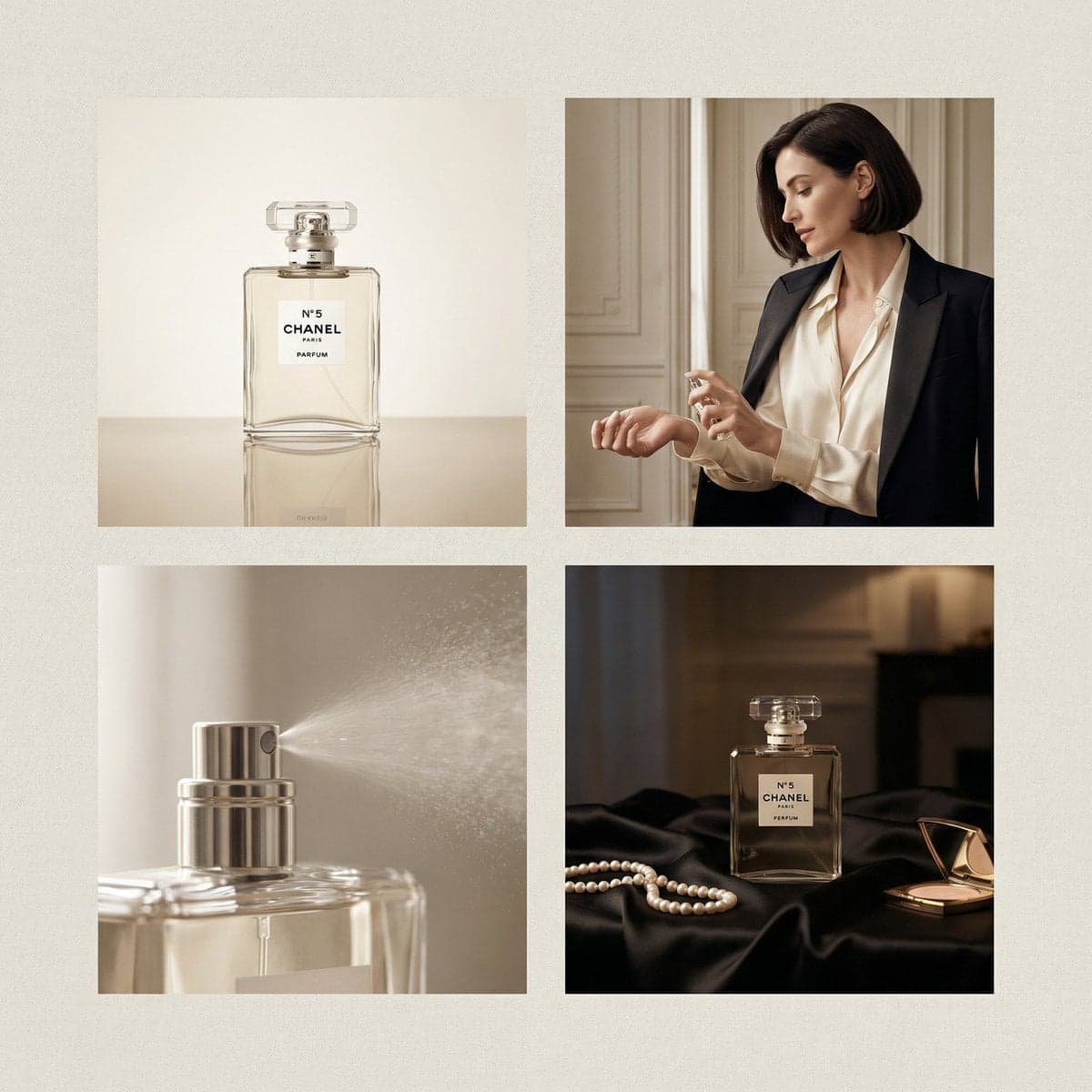 تبلیغ عطر شنل: گرید ۴ پنلی لوکس