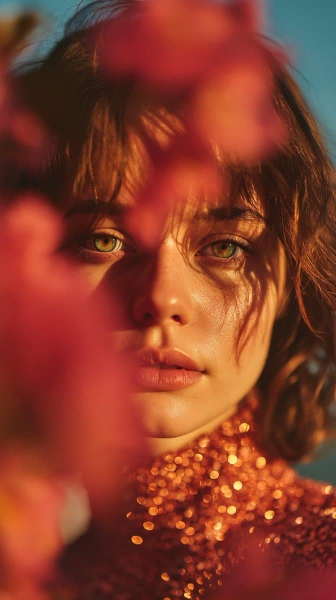 Image Prompt: Subject Details: Appearance: Young woman, expressive green eyes, c…؛ عکس ساخته‌شده با هوش مصنوعی و پرامپت فارسی در Axeto