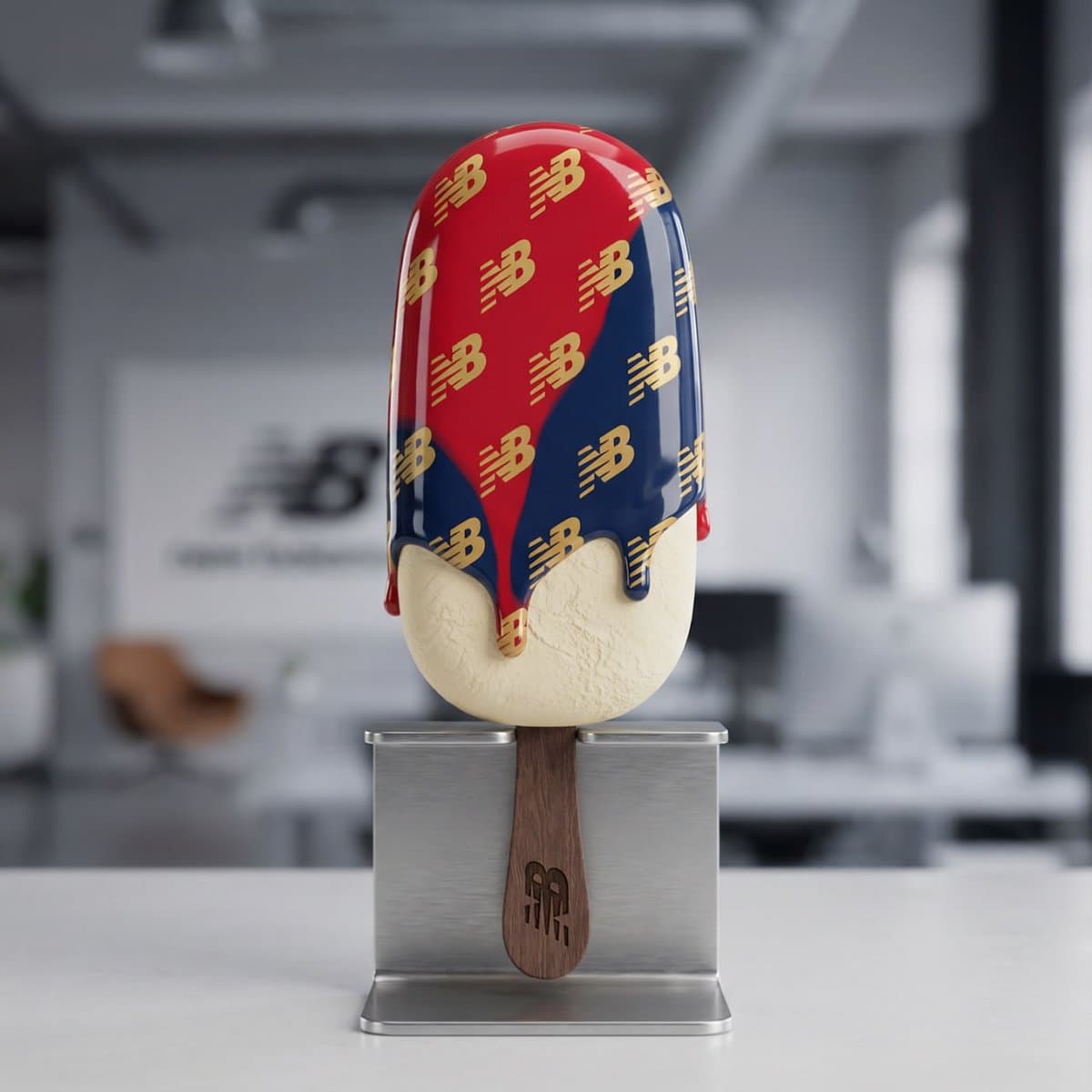 A perfectly vertical, hyper-realistic 3D popsicle by [@ YOUR LOGO] featuring a g…؛ عکس ساخته‌شده با هوش مصنوعی و پرامپت فارسی در Axeto