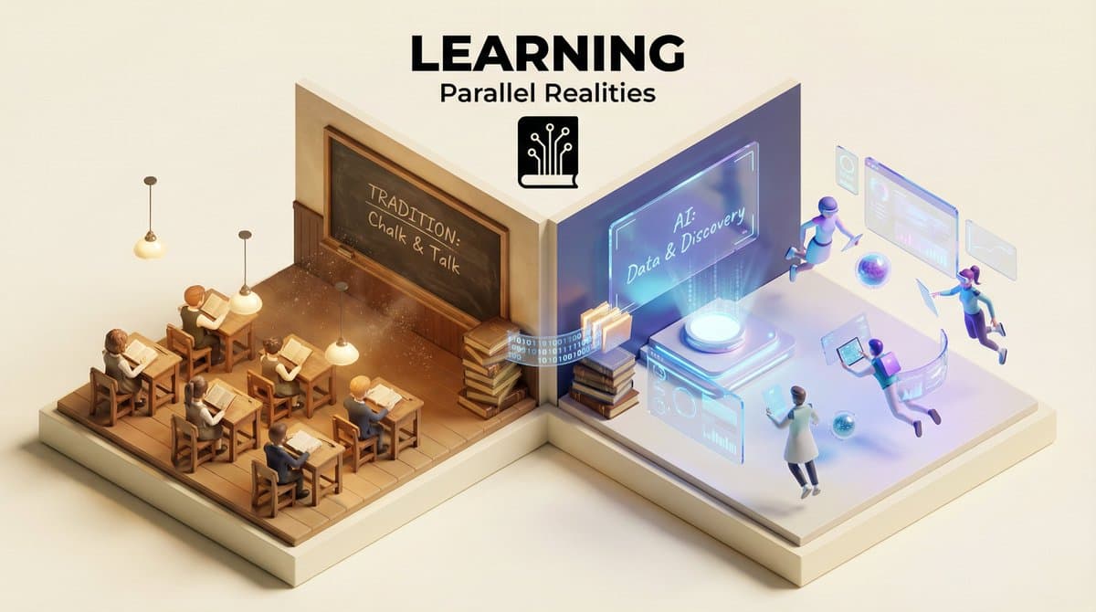 ǣPresent a clear, 45, top-down isometric miniature 3D split diorama showing two …؛ عکس ساخته‌شده با هوش مصنوعی و پرامپت فارسی در Axeto
