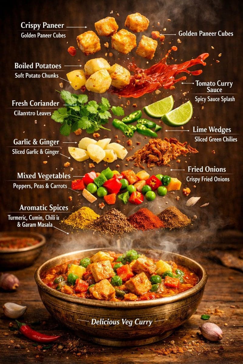 Image Prompt: Hyper-realistic editorial food infographic, Subject: Authentic Ind…؛ عکس ساخته‌شده با هوش مصنوعی و پرامپت فارسی در Axeto