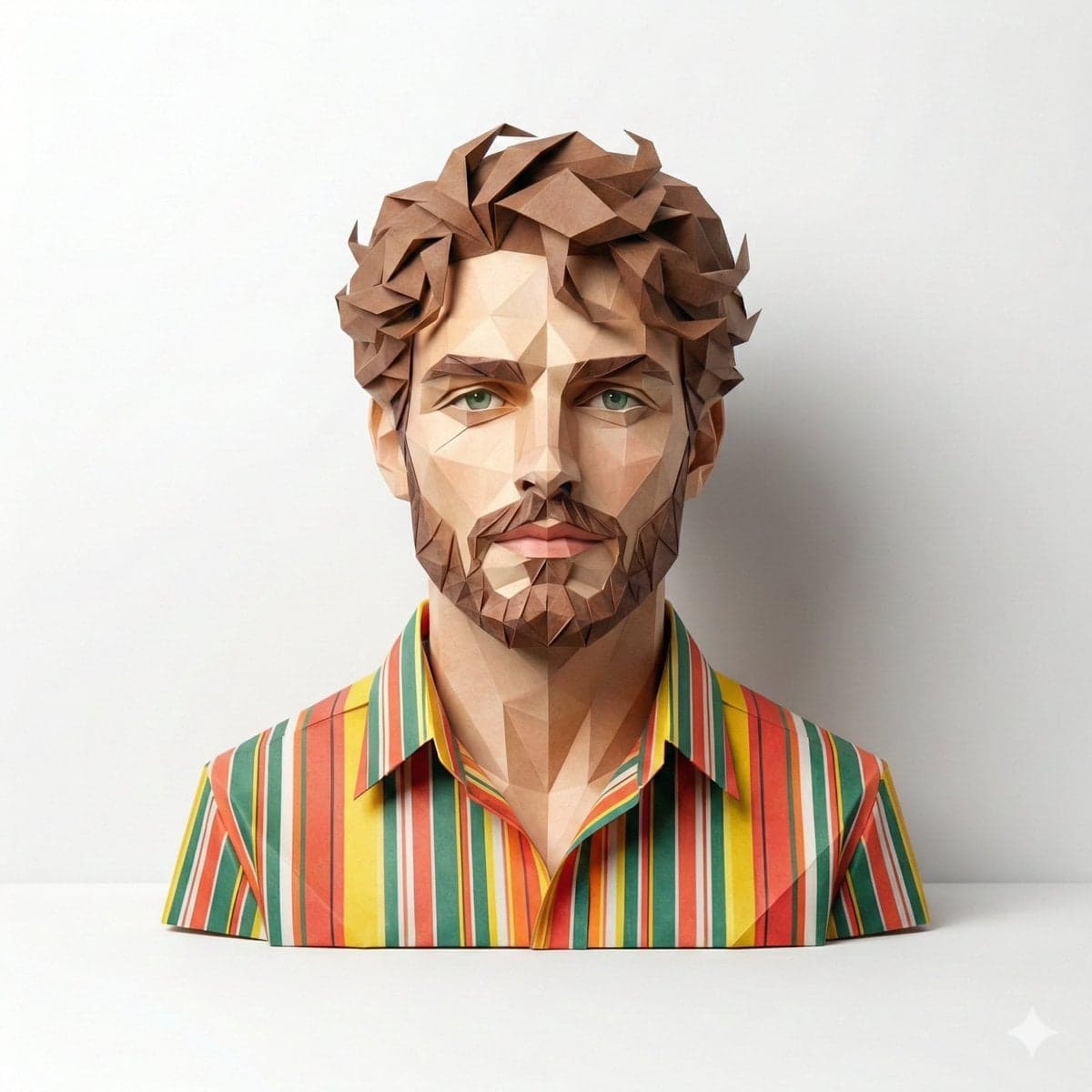 A hyper-detailed, origami-style version of a person, folded from high-quality pa…؛ عکس ساخته‌شده با هوش مصنوعی و پرامپت فارسی در Axeto