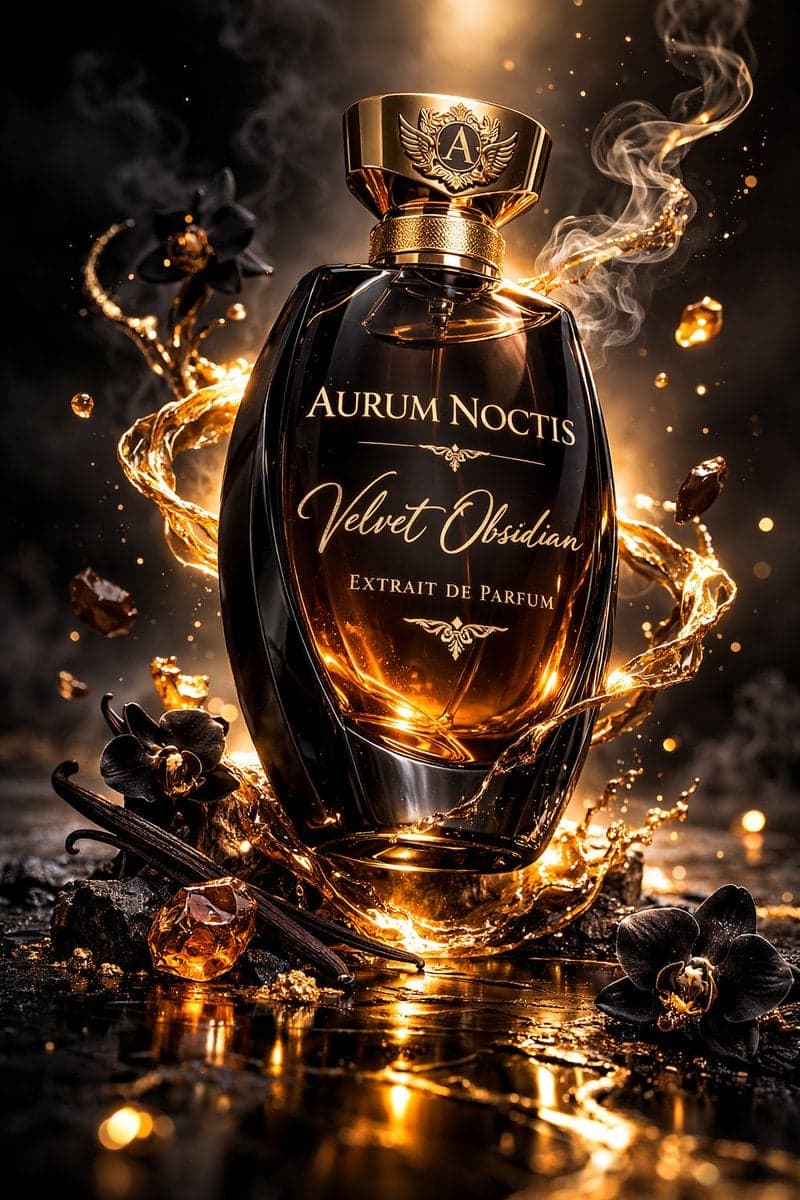 بطری عطر لوکس: تبلیغ سینمایی ابسیدین و طلا؛ محتوای مرتبط هوش مصنوعی در Axeto
