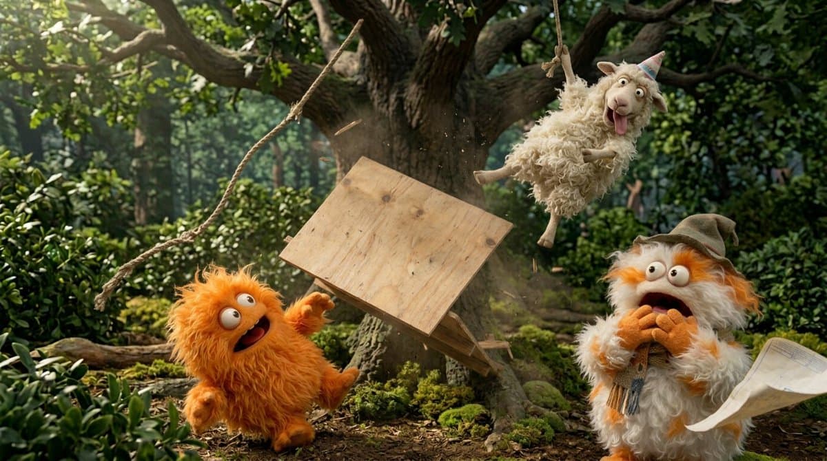 Create a funny 4-part story featuring 3 fluffy creatures building a treehouse. T…؛ عکس ساخته‌شده با هوش مصنوعی و پرامپت فارسی در Axeto