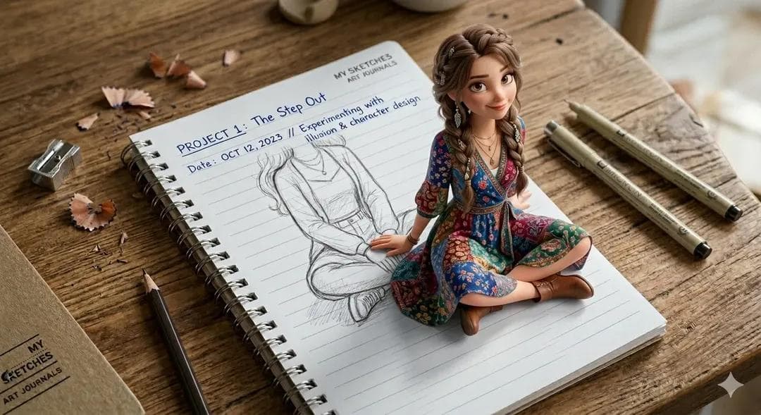 A creative 3D illusion artwork of a cute young girl stepping out of a spiral not…؛ عکس ساخته‌شده با هوش مصنوعی و پرامپت فارسی در Axeto