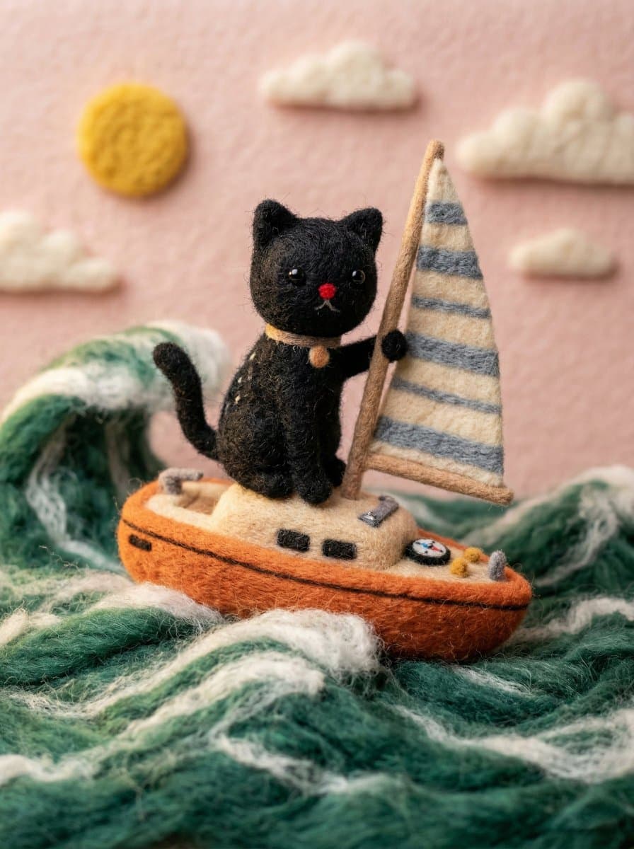 Target Style: Handcrafted needle-felted wool miniature · Texture Properties: Mat…؛ عکس ساخته‌شده با هوش مصنوعی و پرامپت فارسی در Axeto