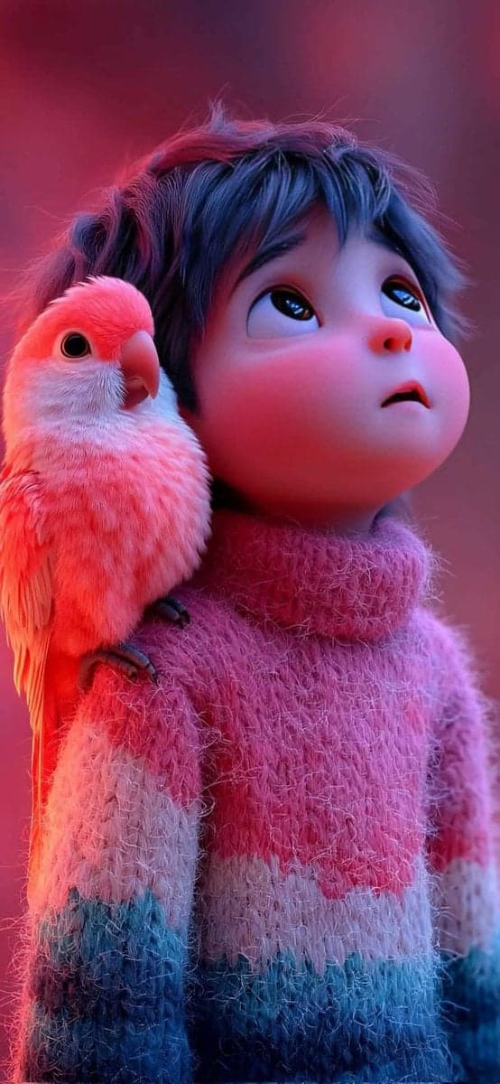 Cute stylized 3D animated boy with messy fluffy blue hair and big expressive eye…؛ عکس ساخته‌شده با هوش مصنوعی و پرامپت فارسی در Axeto