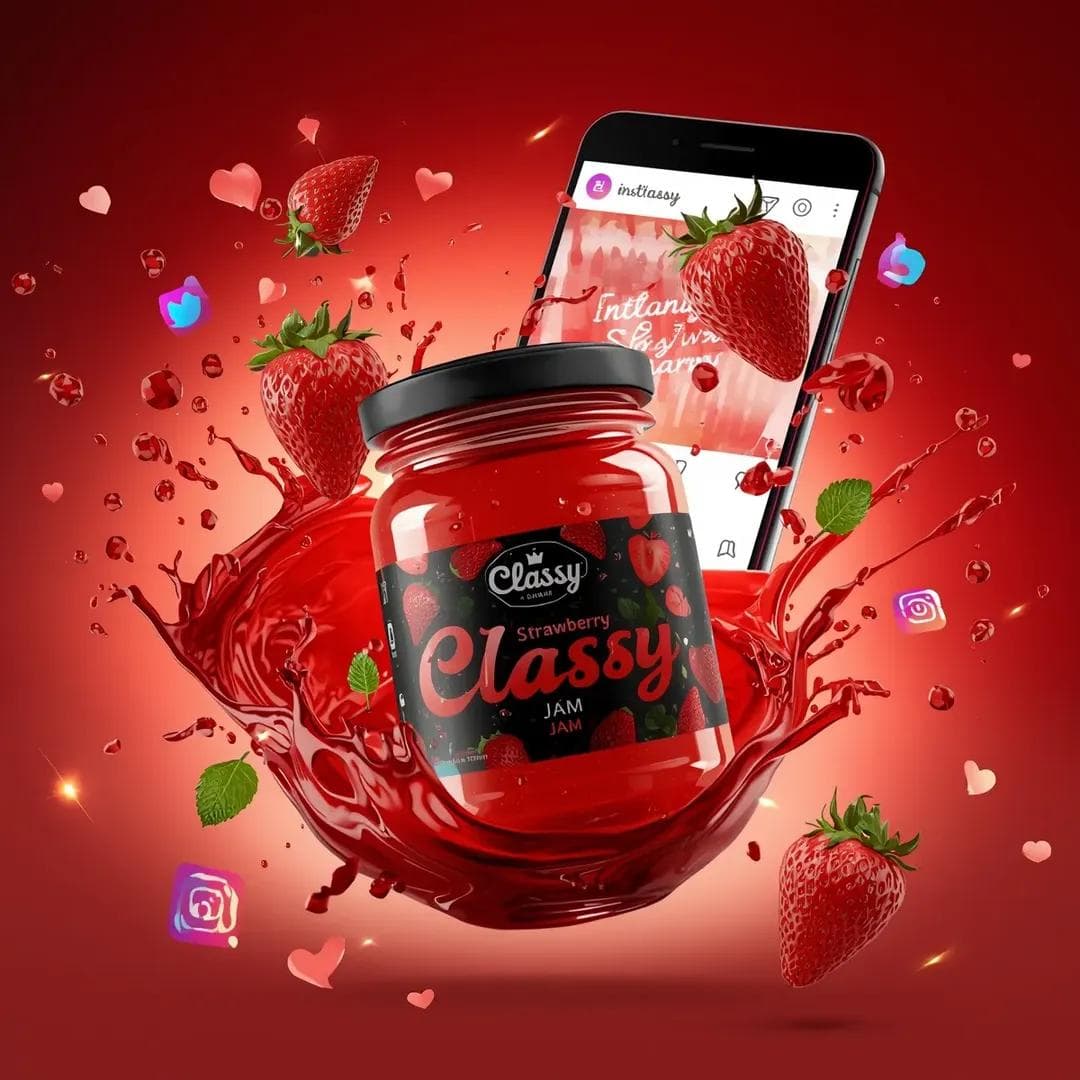 تبلیغ فوق‌واقعی مربای توت‌فرنگی برای شبکه‌های اجتماعی؛ محتوای مرتبط هوش مصنوعی در Axeto