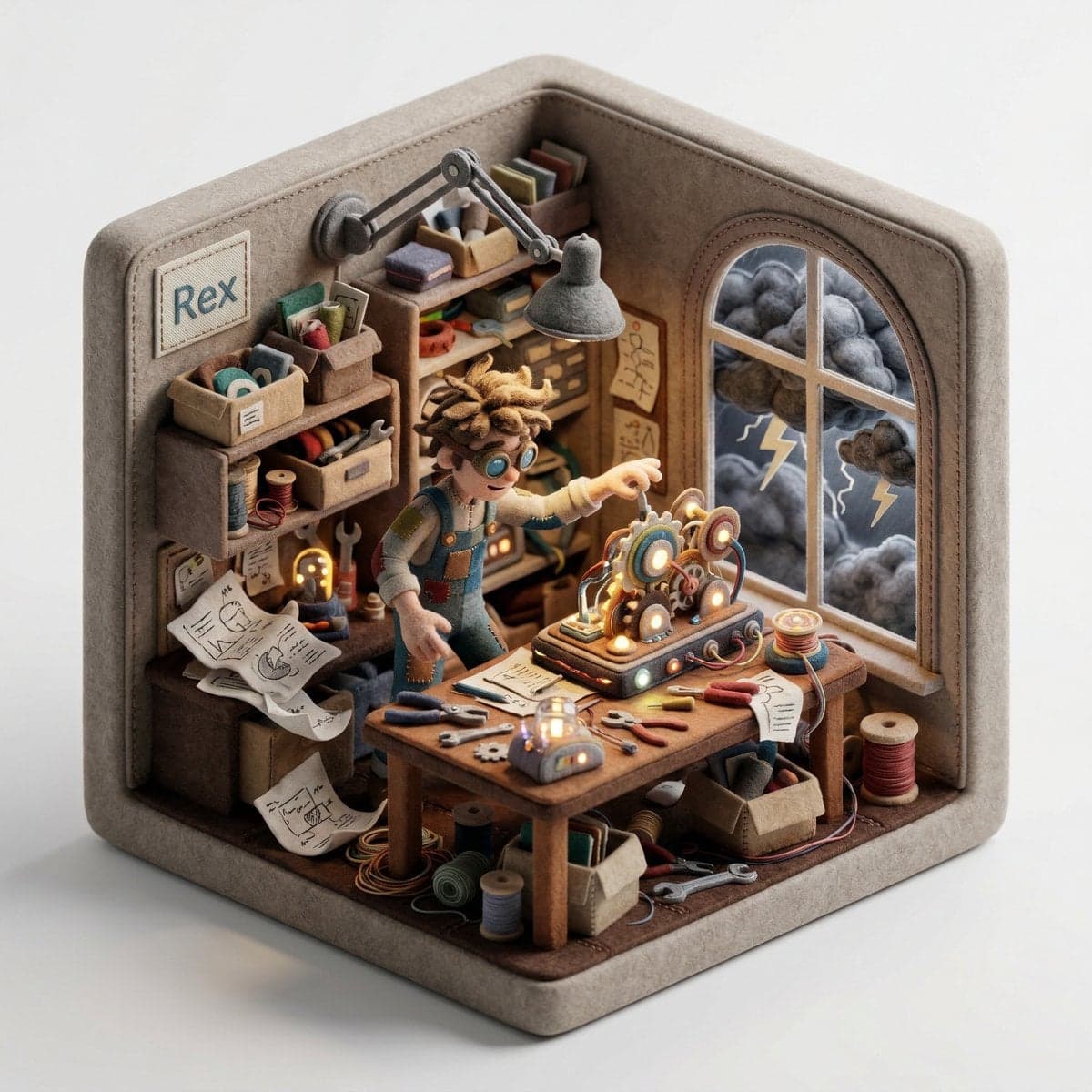 Create a 3D isometric diorama illustration of an original character named [CHARA…؛ عکس ساخته‌شده با هوش مصنوعی و پرامپت فارسی در Axeto