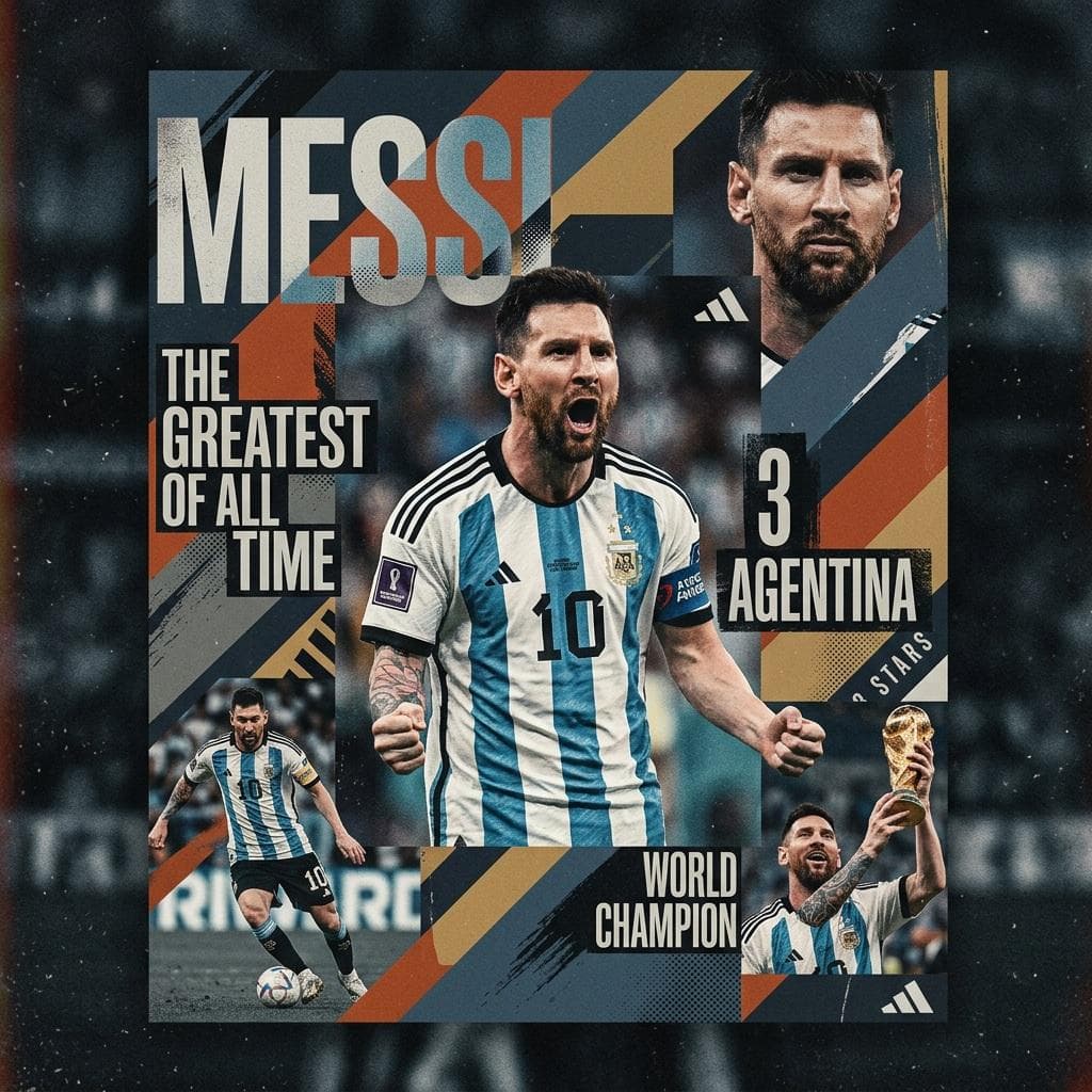 Create a digital modern maximalism style sports collage of [TEAm Name] [Player n…؛ عکس ساخته‌شده با هوش مصنوعی و پرامپت فارسی در Axeto