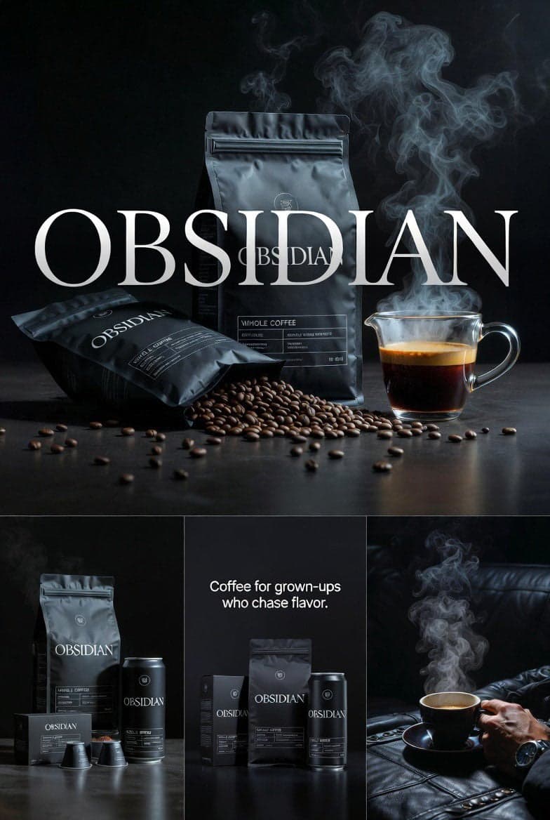 قهوه OBSIDIAN: تصاویر سینمایی محصول و لایف استایل؛ پرامپت مشابه برای ساخت عکس با هوش مصنوعی