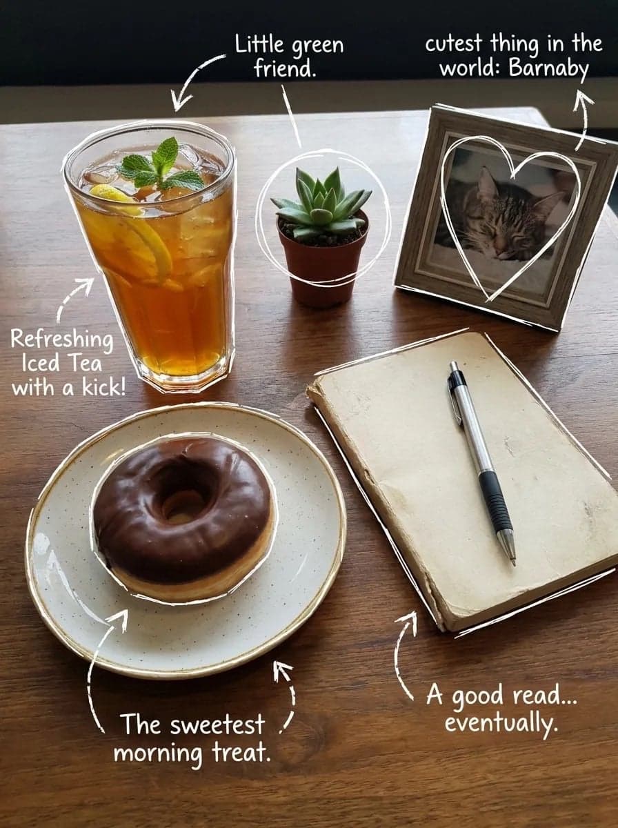 Top-down flat lay on a rustic wooden table, cozy aesthetic, soft natural light. …؛ عکس ساخته‌شده با هوش مصنوعی و پرامپت فارسی در Axeto