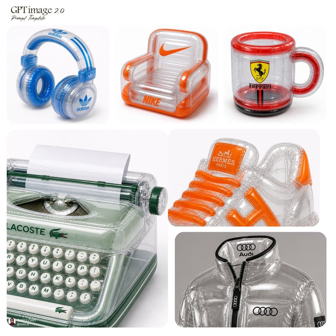 inflatable [product], transparent plastic material, high-gloss reflective surfac…؛ عکس ساخته‌شده با هوش مصنوعی و پرامپت فارسی در Axeto