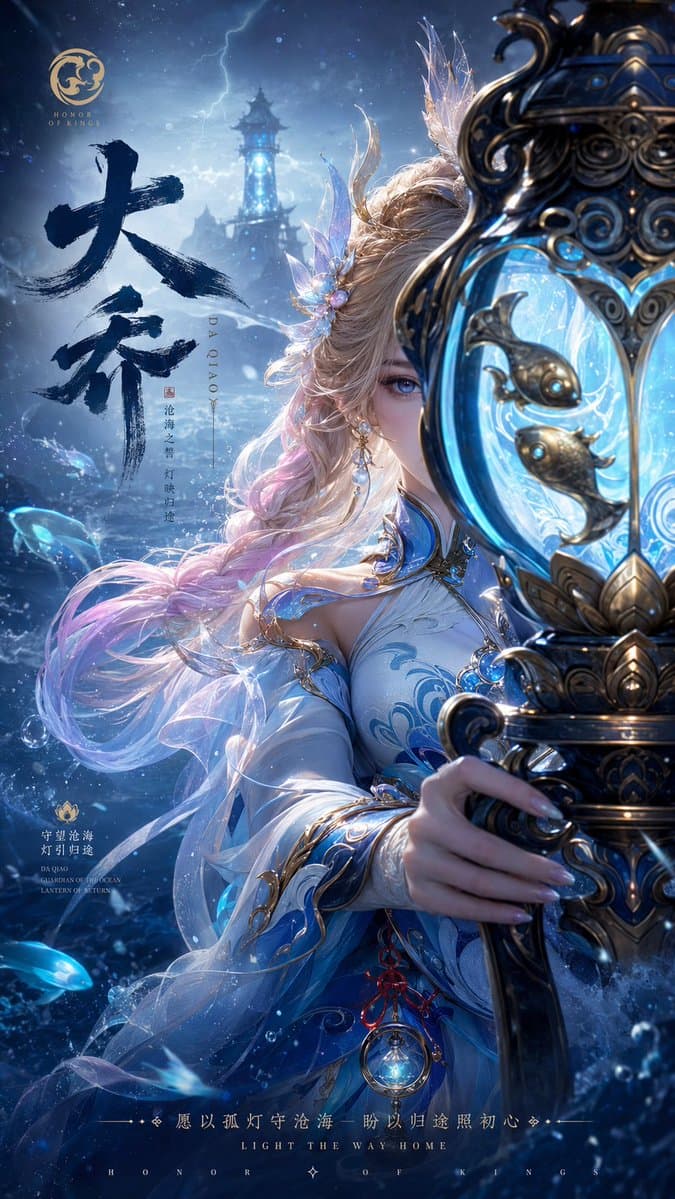 A high-end game character promotional poster, vertical composition, extreme clos…؛ عکس ساخته‌شده با هوش مصنوعی و پرامپت فارسی در Axeto