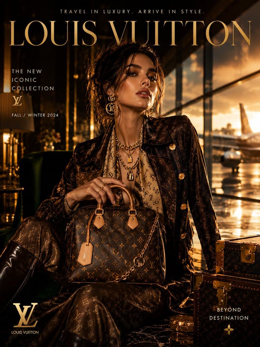 Create an ultra-premium luxury fashion campaign poster inspired by elite Europea…؛ عکس ساخته‌شده با هوش مصنوعی و پرامپت فارسی در Axeto