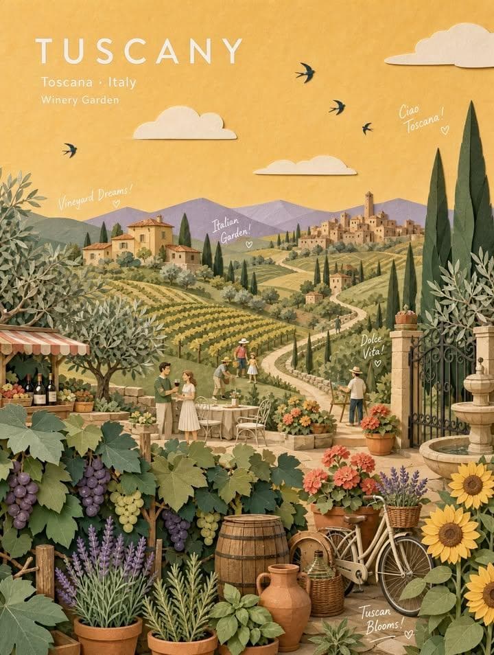 PASTEL PAPER-COLLAGE BOTANICAL GARDEN TRAVEL POSTER Create a museum-quality hand…؛ عکس ساخته‌شده با هوش مصنوعی و پرامپت فارسی در Axeto
