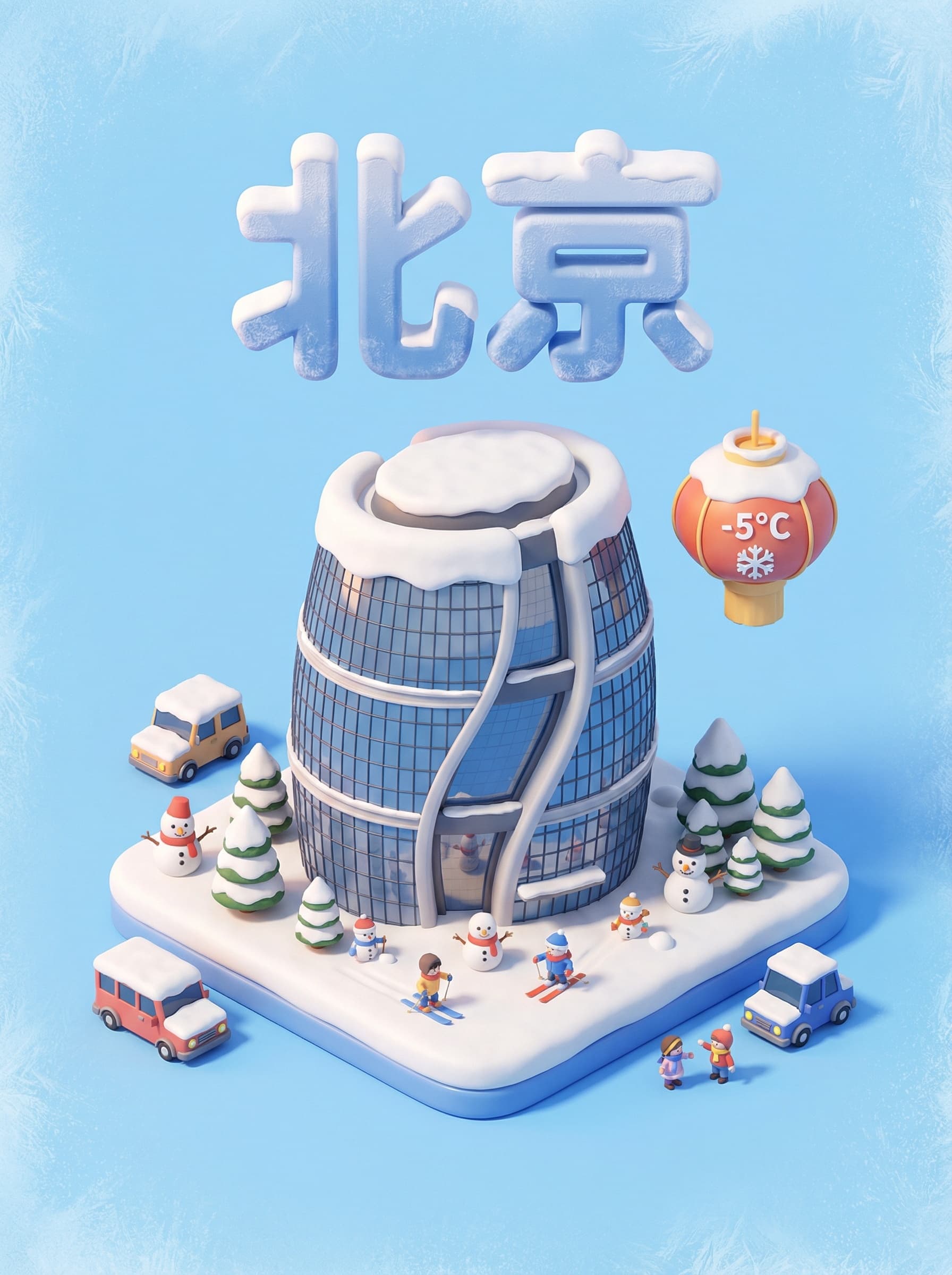 Beijing Snowy Cartoon Scene (1)؛ عکس ساخته‌شده با هوش مصنوعی و پرامپت فارسی در Axeto
