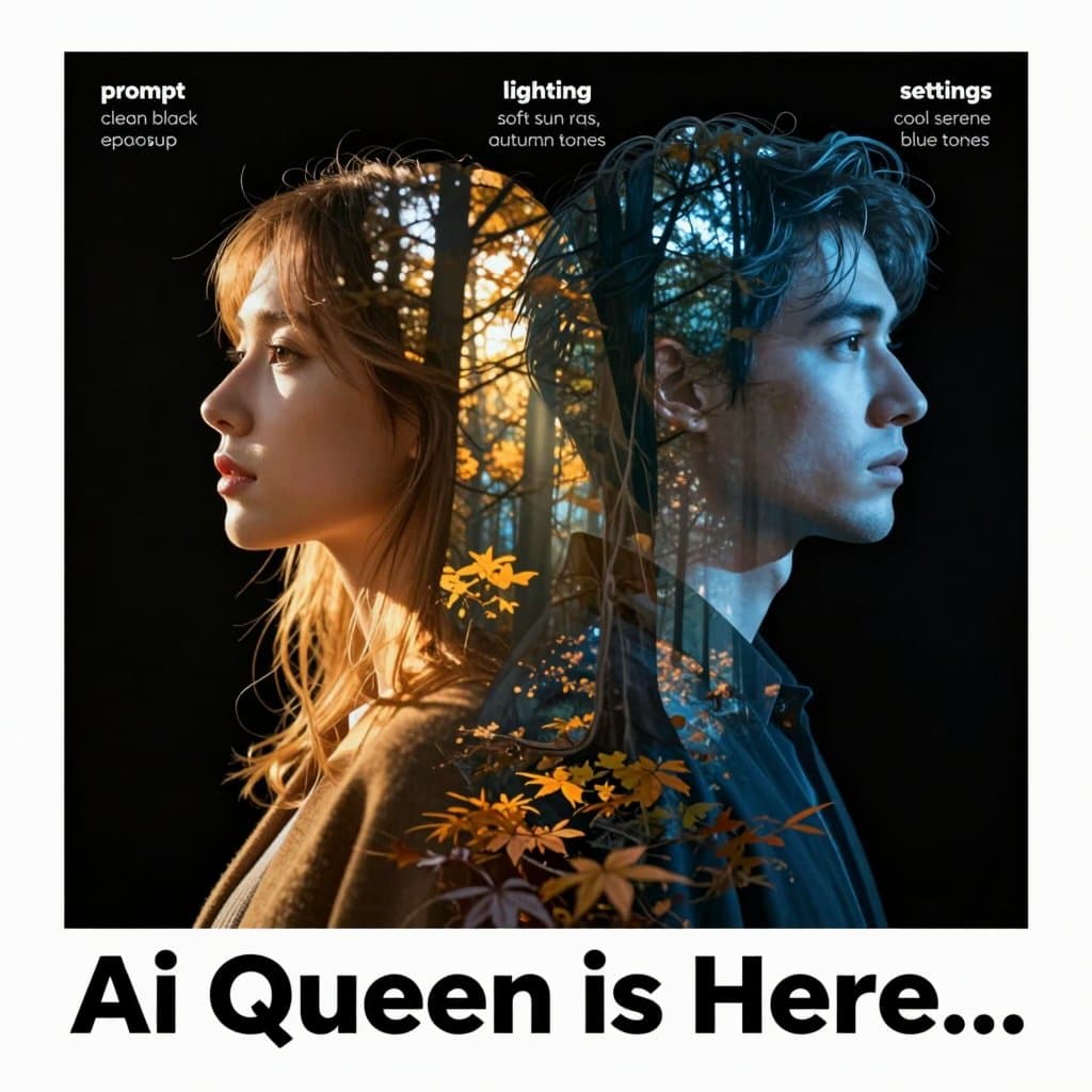 Modern Cinematic Double-Exposure Artistic Poster؛ عکس ساخته‌شده با هوش مصنوعی و پرامپت فارسی در Axeto