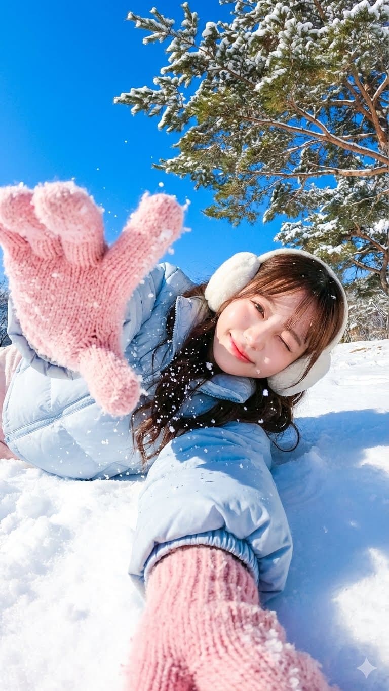 Lying Asian Woman in Snow؛ عکس ساخته‌شده با هوش مصنوعی و پرامپت فارسی در Axeto