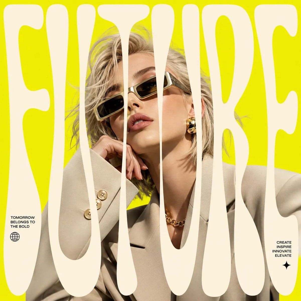 Create modern fashion editorial posters with oversized distorted typography mask…؛ عکس ساخته‌شده با هوش مصنوعی و پرامپت فارسی در Axeto