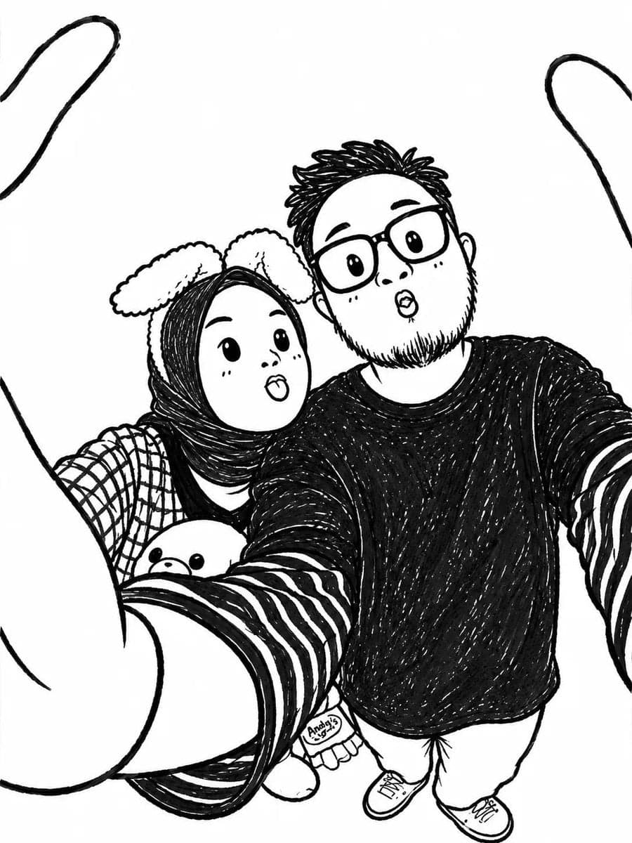 Turn the uploaded photo into a cute black-and-white hand-drawn doodle illustrati…؛ عکس ساخته‌شده با هوش مصنوعی و پرامپت فارسی در Axeto