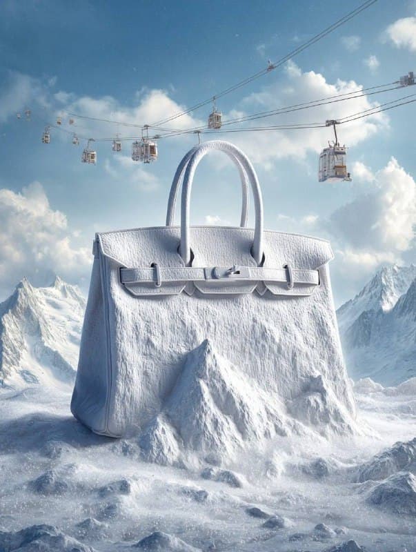 A colossal [OBJECT NAME] shaped like a mountain, entirely made of snow and ice, …؛ عکس ساخته‌شده با هوش مصنوعی و پرامپت فارسی در Axeto