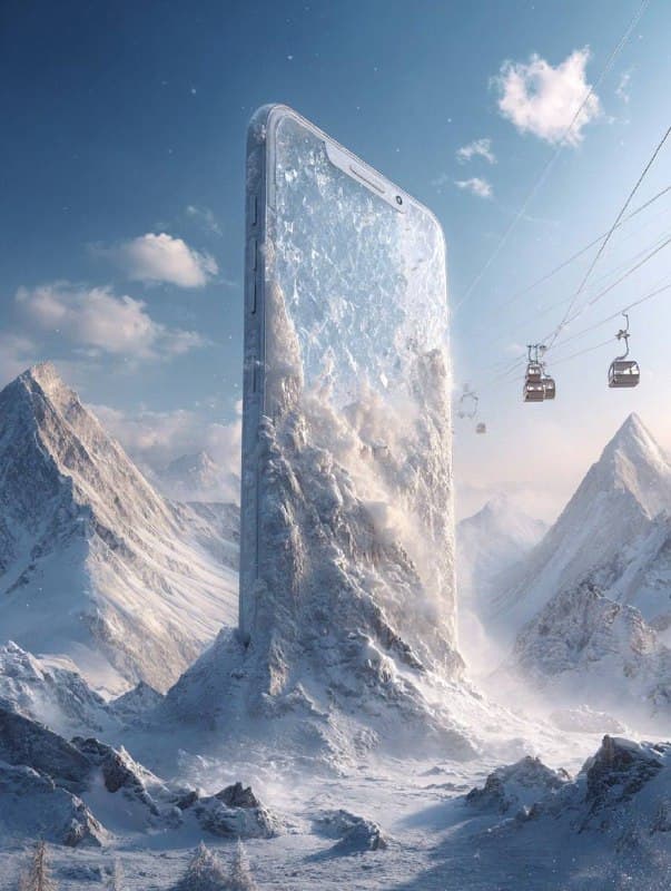 A colossal [OBJECT NAME] shaped like a mountain, entirely made of snow and ice, …؛ عکس ساخته‌شده با هوش مصنوعی و پرامپت فارسی در Axeto