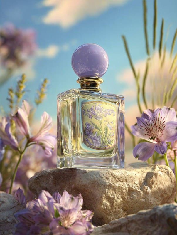 Clear glass rectangular perfume bottle with round [COLOR] spherical cap, blank c…؛ عکس ساخته‌شده با هوش مصنوعی و پرامپت فارسی در Axeto