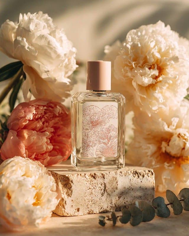 Clear glass rectangular perfume bottle with round [COLOR] spherical cap, blank c…؛ عکس ساخته‌شده با هوش مصنوعی و پرامپت فارسی در Axeto