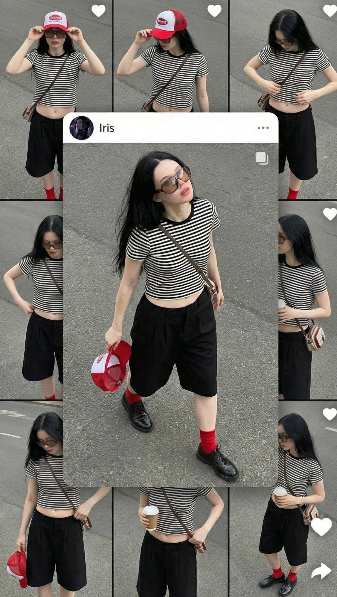 کلاژ اینستاگرام زن جوان با استایل خیابانی; AI prompt for image generation
