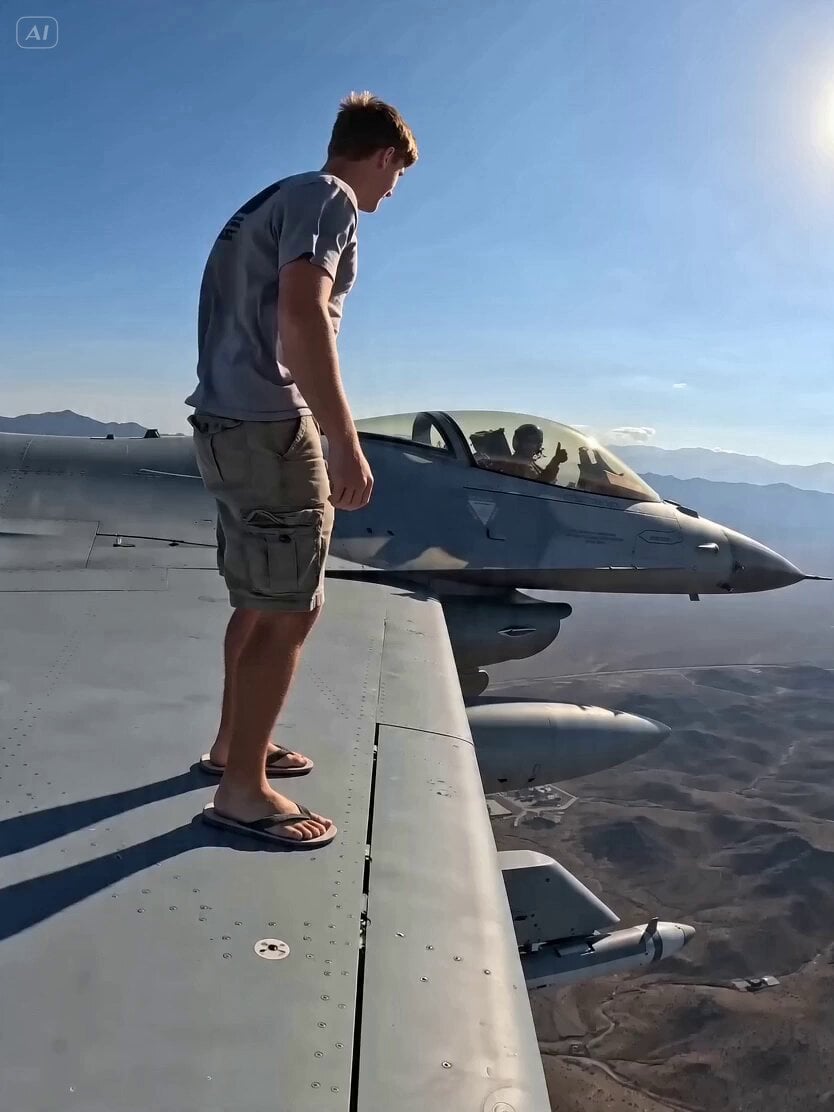 ویدئو ۸K: بدلکار روی بال F-16