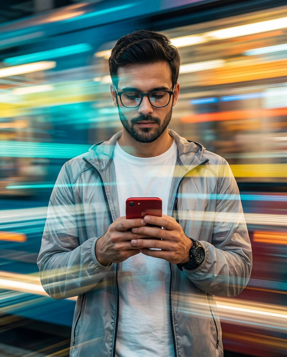 پرتره سینمایی با افکت نور سرعت و تاری حرکتی; related AI content on Pixori