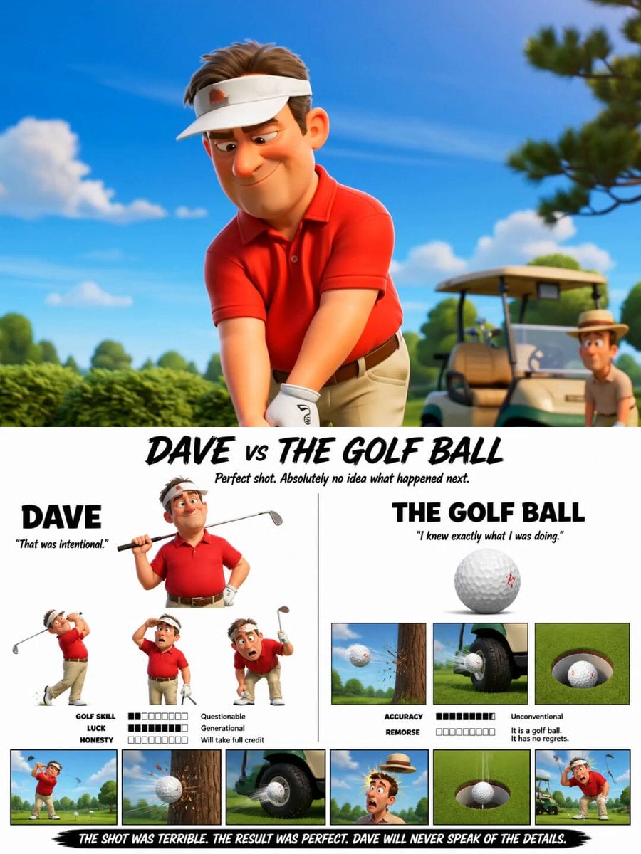 برگه طراحی شخصیت پیکسار سه‌بعدی: دیو در برابر توپ گلف؛ محتوای مرتبط هوش مصنوعی در Pixori