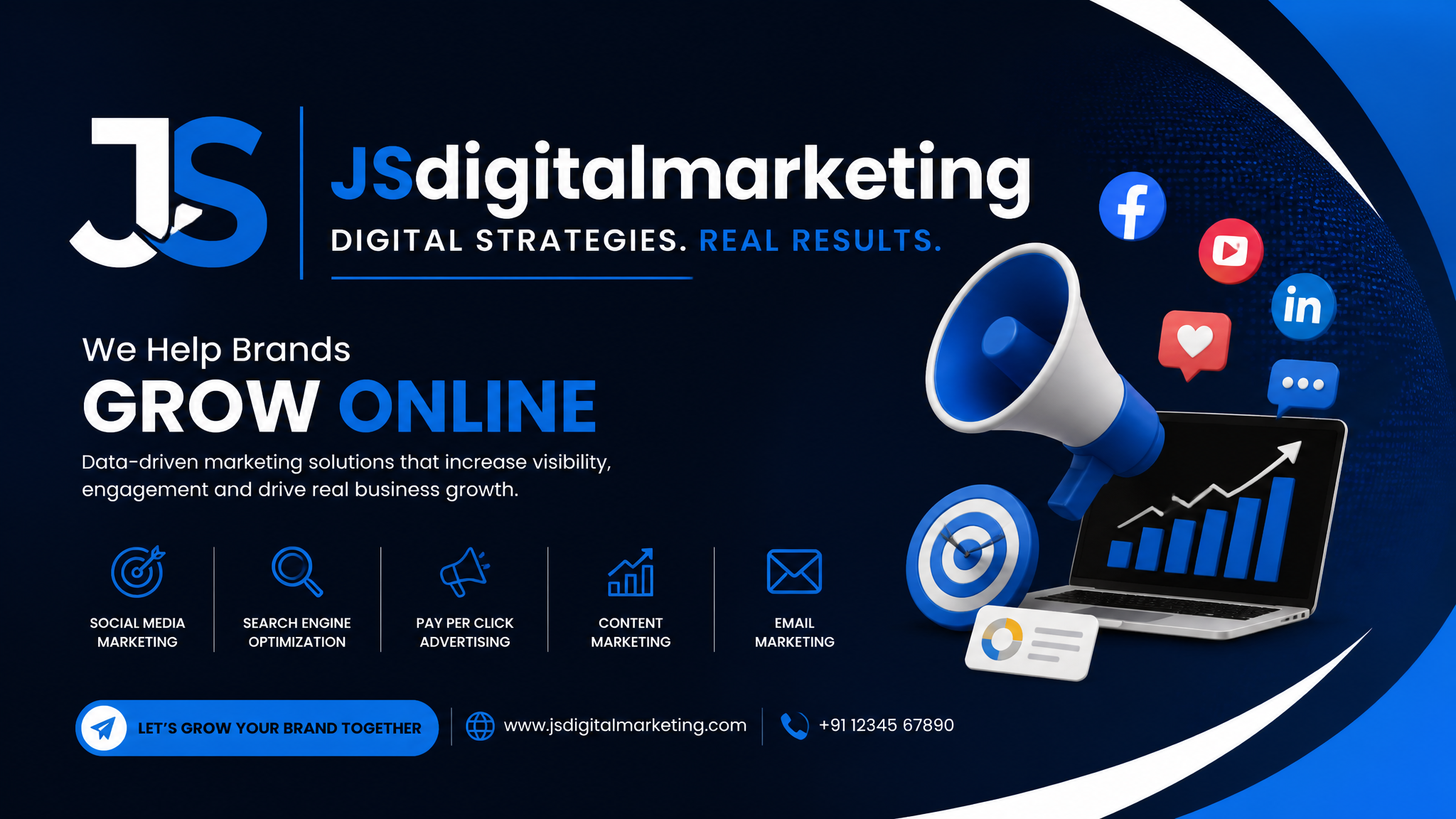 طراحی بنر تبلیغاتی JSdigitalmarketing؛ محتوای مرتبط هوش مصنوعی در Pixori